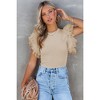 Amaryllis Women's Ribbed Knit Top Ruffled Tulle Sleeve Elegant Statement Blouse for Chic Casual - 4 of 4
