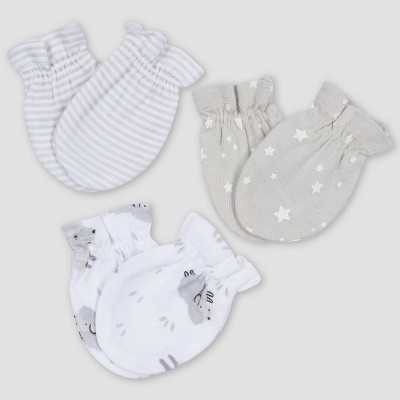 Gerber Baby 3pk Lamb Mittens - White/Gray