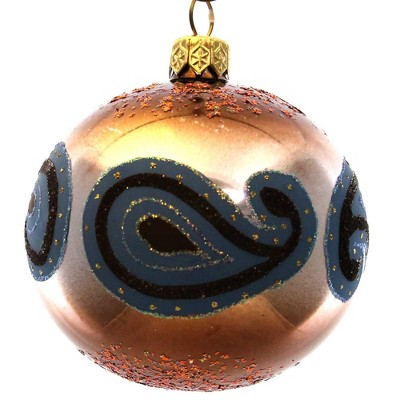 Holiday Ornament 3.0 Inch Amber With Blue Swirls Christmas Tree Ornaments