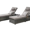Outdoor Patio Lounge Set, Tanning Lounges with Adjustable Backrest and Cushions, Patio Pool Chairs Tanning Lounges with Storage-Coolbibila - 3 of 4