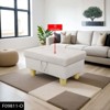 DOMETOUR 28.5" White Flannel Living Room Ottoman-Modern Soft Footrest or Extra Seating for Small Spaces and Bedrooms - 2 of 4