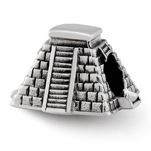 Black Bow Jewelry 3D Chichen Itza Pyramid Bead Charm in Antiqued Sterling Silver - 1 of 4