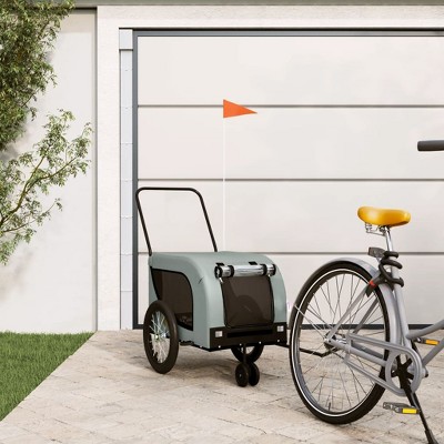 vidaXL Pet Bike Trailer Gray and Black Oxford Fabric and Iron 49.2" x 24.8" x 26"