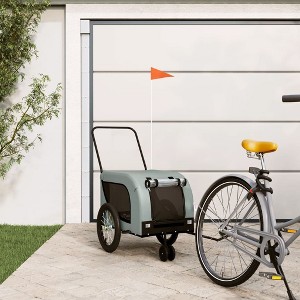 vidaXL Pet Bike Trailer Gray and Black Oxford Fabric and Iron 49.2" x 24.8" x 26" - 1 of 4