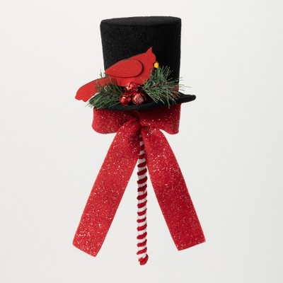 Sullivans Cardinal & Snowman Hat Artificial Stem 14"H Red