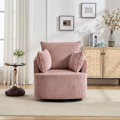 Modern Swivel Accent Chair with 360 Degree Rotation Upholstered Barrel Design for Living Room or Bedroom–Maison Boucle
