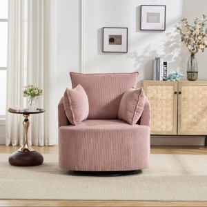 Modern Swivel Accent Chair with 360 Degree Rotation Upholstered Barrel Design for Living Room or Bedroom–Maison Boucle - 1 of 4