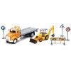 Peterbilt 335 Roll-Off Flatbed Truck and New Holland B110C Backhoe Loader with Street Signs Diecast Models by New Ray - 2 of 4