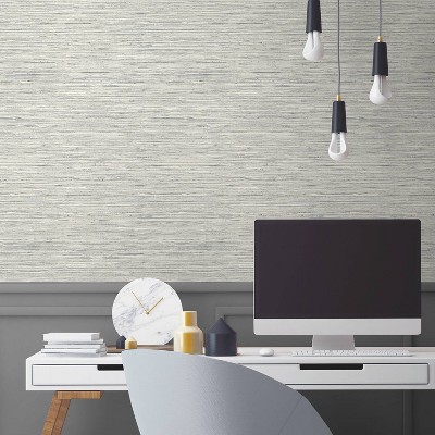 Light Gray Faux Grasscloth Peel and Stick Wallpaper Roll