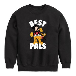 Boys' - Disney - Mickey & Pluto Best Pals Design Graphic Long Sleeve Fleece Sweatshirt - 1 of 4