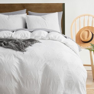 Nestl 3 Piece Tufted Boho Duvet Cover, Textured Duvet Cover Set with Zipper Closure - 1 of 4