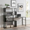 L-Shaped Computer Desk with Rotating Bookshelf and Locking Wheels for Home Office Use 47in -3irtyhousy - 2 of 4