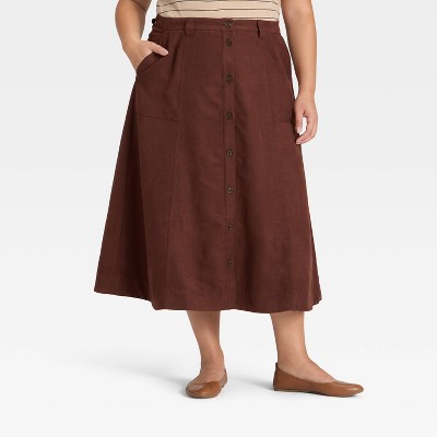 Women's Faux Suede Midi A-Line Skirt - Universal Thread™