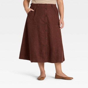 Women's Faux Suede Midi A-Line Skirt - Universal Thread™ - 1 of 3