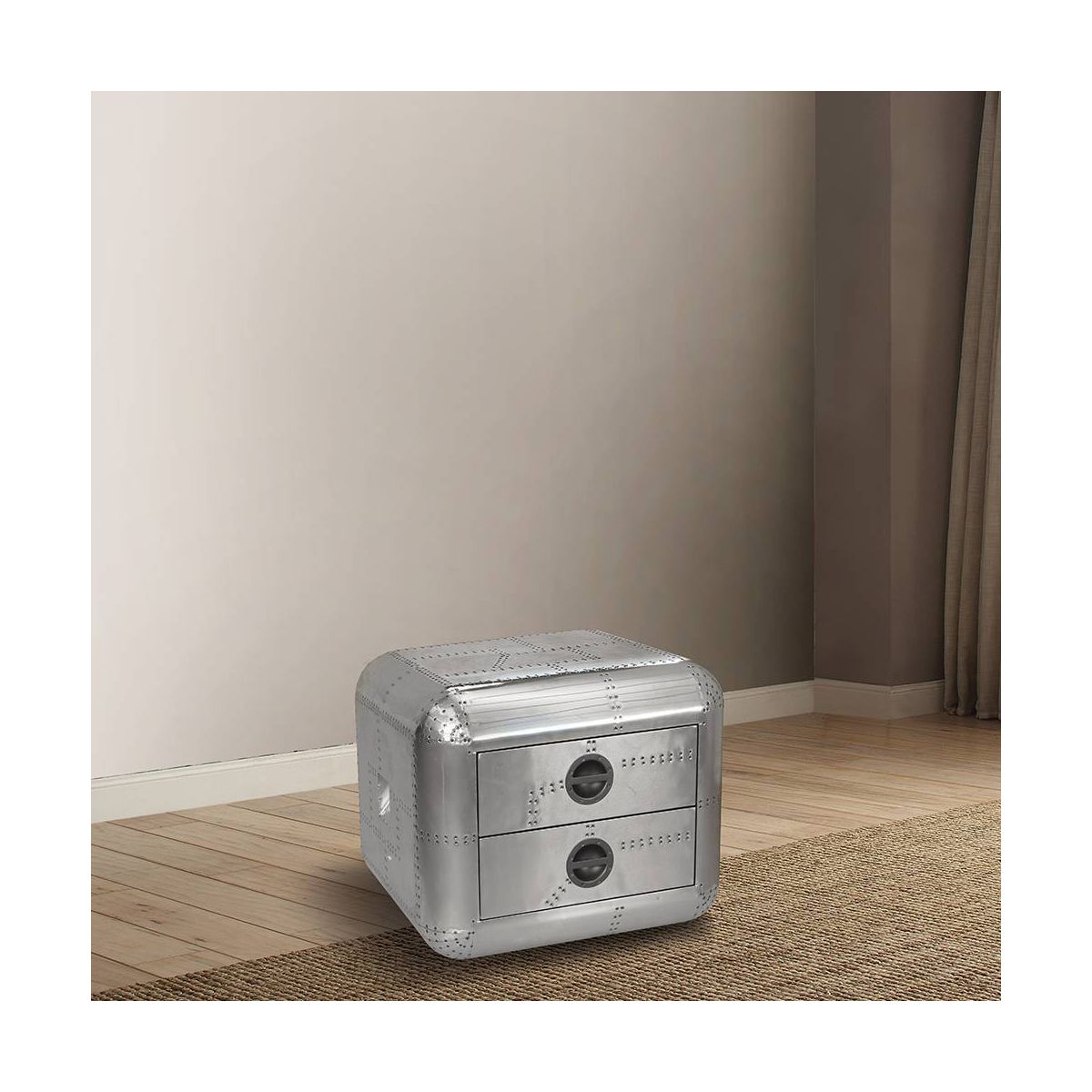 26" Brancaster Accent Table Aluminum - Acme Furniture: Riveted Aircraft Style, No Assembly - thumbnail 4