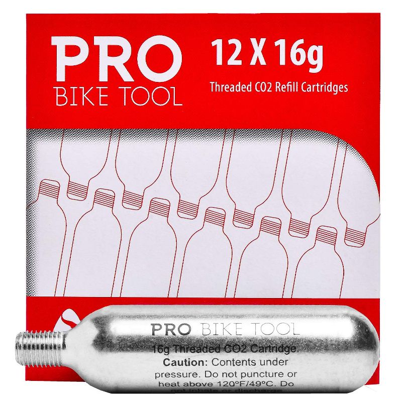 PRO BIKE TOOL 16g Threaded CO2 Cartridges for Bike Tire Inflators, 12-packs, 4 of 5