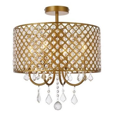 Elegant Lighting Elise 17 inch flush mount in brass