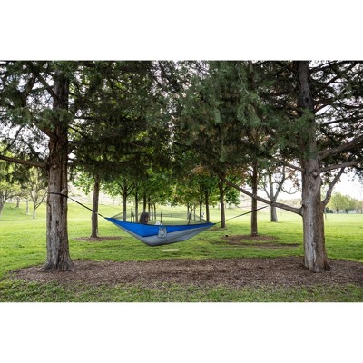 Blue Nylon Camping Hammock with Mosquito Netting
