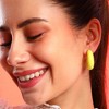 Women's Chunky Hoop Earrings - Lemon Yellow - 4 of 4