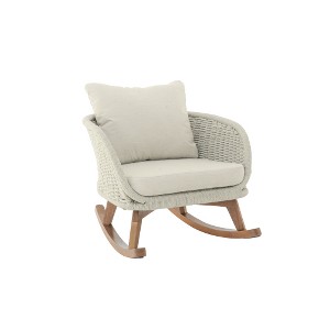 Lyngins Rattan Nursery Rocking Chairs,Upholstered Glider Rocking Chairs with Wood Frame,Polyester Accent Chairs for Bedroom,Living Room - 1 of 1