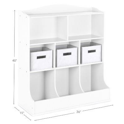 White Wooden Kids' Toy Storage Organizer with Cubbies