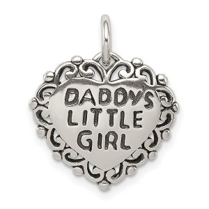 Black Bow Jewelry Sterling Silver 16mm Antiqued Daddy's Little Girl Heart Pendant - 1 of 4