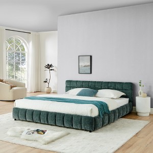 GDFStudio Abbott Queen Size Tufted Chenille Upholstered Bed with Drawer and Headboard - 1 of 4