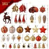 Aoibox 103pcs Christmas Tree Ornaments Set Shatterproof Plastic Baubles with Hanging Strings Red Bronze Gold for Holiday Party Decor - 2 of 4