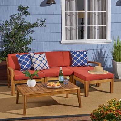 Infurnic Patio Seating Sets Modern Outdoor Furniture Set Featuring Unique Design,Perfect for Gardens, Living Spaces, Red, 78.25"*53.75"*26.25"