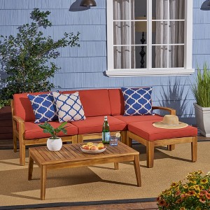 Maggift Patio Seating Sets Outdoor, Featuring Unique Design, Ideal for Chats, Perfect for Gardens, Living Spaces, Red, 78.25"*53.75"*26.25" - 1 of 4