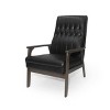 Mid Century Modern Upholstered Accent Chair, Matte Black Faux Leather - 2 of 4