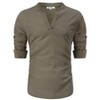 Mens Henley Shirts Long Sleeve Shirts Casual Shirts with Rolled Up Sleeve Beach T Shirts,Army Green - L - 4 of 4