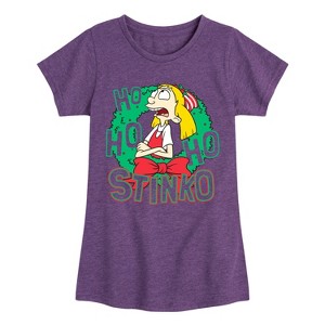 Girls' - Hey Arnold! - Ho Ho Ho Stinko Fitted Short Sleeve Graphic T-Shirt - 1 of 4