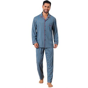 INSPIRE CHIC Men's 2 Pieces Long Sleeve Button Down Pocket Pattern Pajamas Set - 1 of 4
