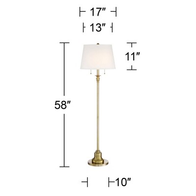 Classic Elegance Brushed Brass Floor Lamp with Off-White Linen Shade
