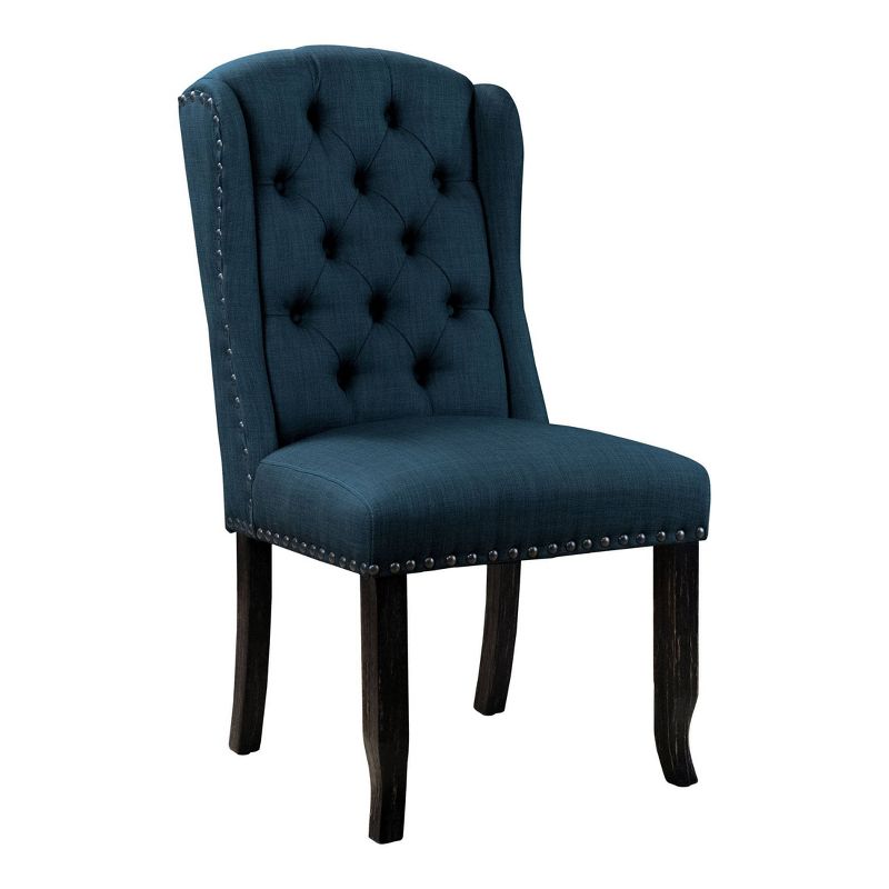 Set of 2 Liza Transitional Wingback Chairs Dark Blue - HOMES: Inside + Out, 1 of 4