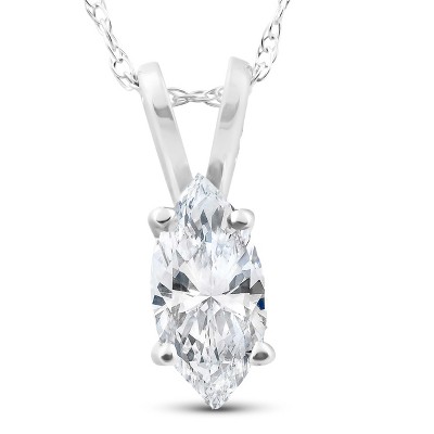 Pompeii3 1/2ct Fancy Marquise Diamond Solitaire Pendant 14K White Gold