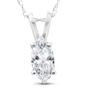 Pompeii3 1/2ct Fancy Marquise Diamond Solitaire Pendant 14K White Gold - 1 of 3