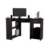47.2" Wood L-Shaped Computer Desk with Drawer and Open Shelves, Corner Workstation for Home Office -3irtyhousy - 3 of 4