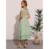 INSPIRE CHIC Women's Floral Off Shoulder Short Sleeve Smocked Side Slit Midi Dress - 3 of 4
