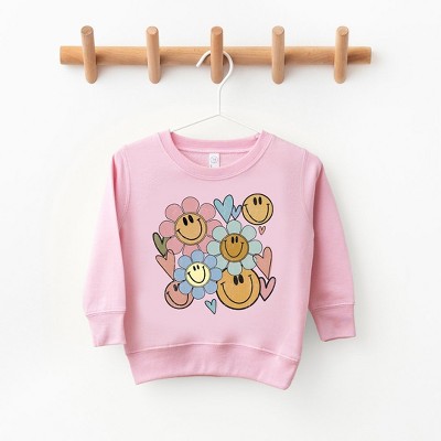 The Juniper Shop Flower Smiley Face Toddler Graphic Sweatshirt