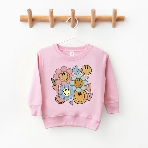 The Juniper Shop Flower Smiley Face Toddler Graphic Sweatshirt - 1 of 2