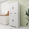 Chic Crate-72In Bathroom Storage Cabinets – 3 Keyboard Drawers & 6 Adj. Shelves | Freestanding Multi-Use | Bathroom, Dining, Office | White - 3 of 4