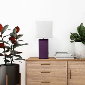 Modern Leather Table Lamp with USB and Fabric Shade - Elegant Designs - 1 of 4
