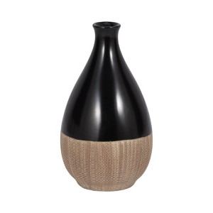 Sagebrook Home Ceramic Vase Contemporary Two-Tone Teardrop Shaped Vase Decorative Table Accent - 1 of 4