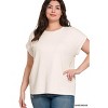 I am a Fashion Junky Zenana Full Size Cotton Modal Slub Rolled Sleeve T-Shirt Plus Size - 2 of 3