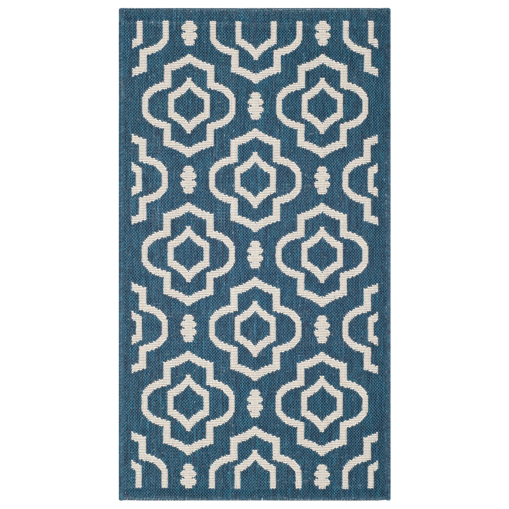 2'7inX5' Rectangle Davos Outdoor Rug Navy/Beige - Safavieh