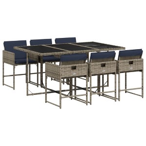 vidaXL Patio Dining Set Set of 6 Grey, Navy Blue, Black - 1 of 4