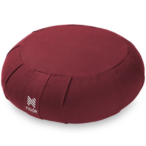 Node Fitness Zafu Meditation Cushion, 15 Round Yoga Pillow - Burgundy