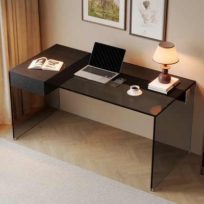 Luck Live 53.14-inch Tempered glass desk